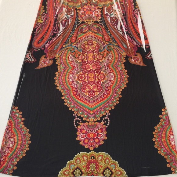 ONE WORLD Black/Floral Maxi Dress, Size Medium - Picture 4 of 8